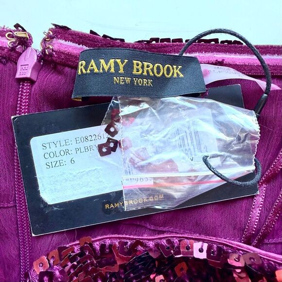 NWT Ramy Brook “Skyla” mini sequin dress in plumberry Size 6 - Picture 7 of 8